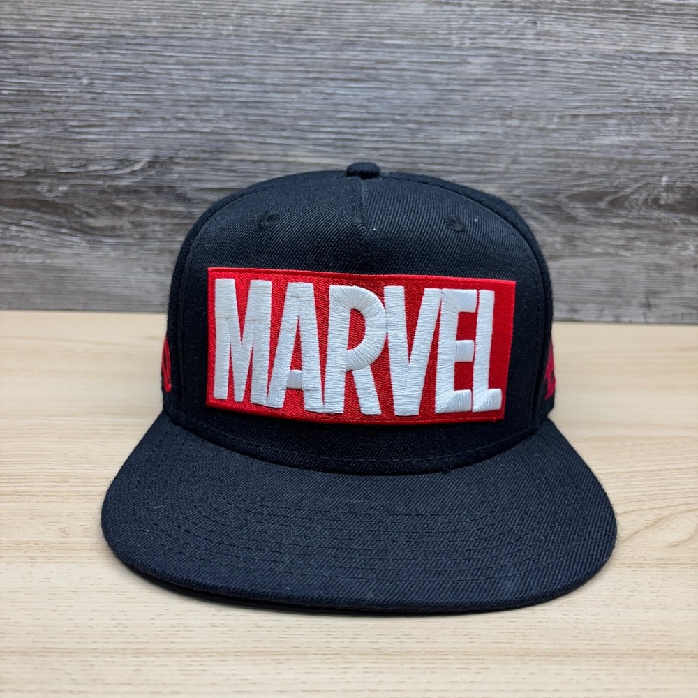 Marvel Comics Superheroes Hat Cap Snap Back Black All Over Logo Deadpool Punishe